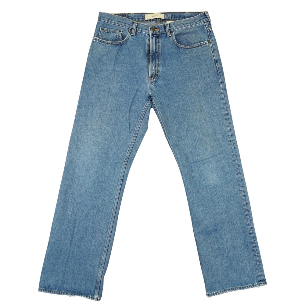 Vintage Gap Boot Fit Jeans Men 35x32 (Fit 36x32) Blue Denim 90s USA Made Bootcut